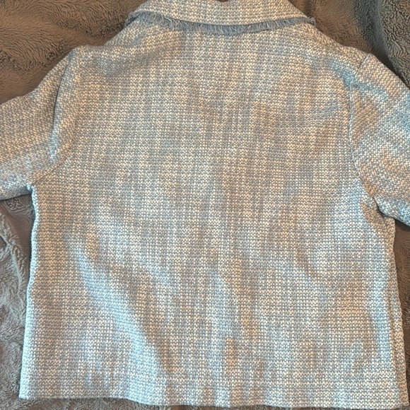 Joie Light Blue and white Tweed Short-Sleeve Blazer medium - Picture 7 of 7